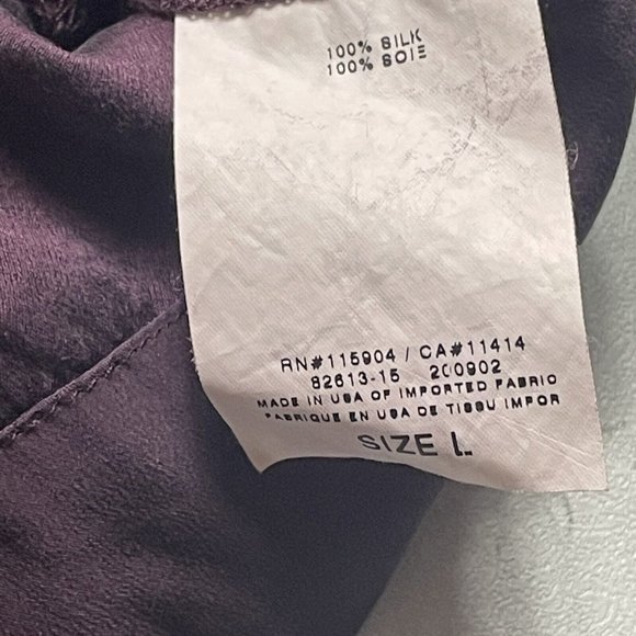 Sunner Pea In A Pod Women's Sz L Tie Short Sleeve Silk Blouse Dress Tunic Purple - Picture 5 of 7